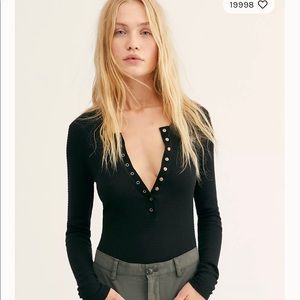 Small Free People One of the Girls Henley - Black